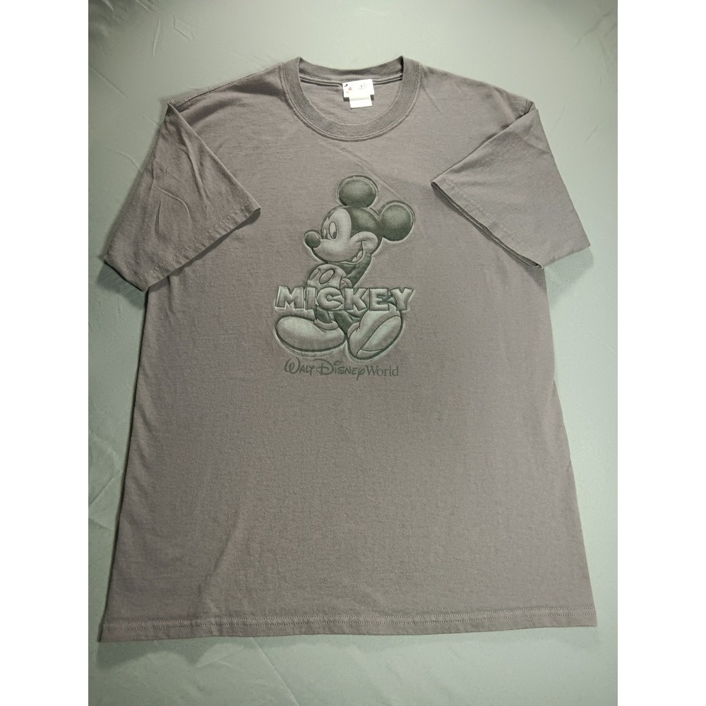 Walt Disney World Mickey Mouse Vintage 1990 T-Shirt Men's XL Grey Raised Graphic